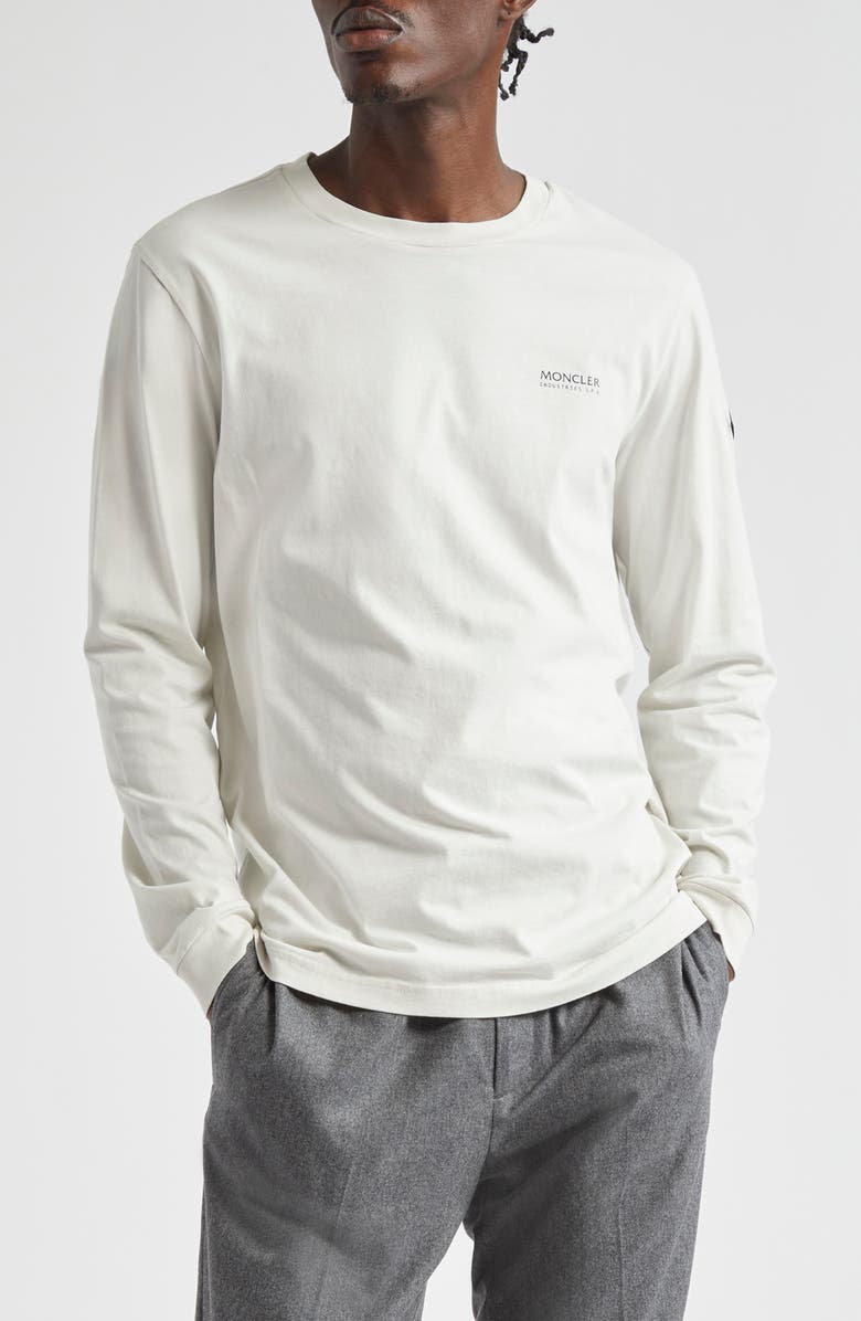 Moncler Logo Long Sleeve Cotton T-Shirt, Main, color, 