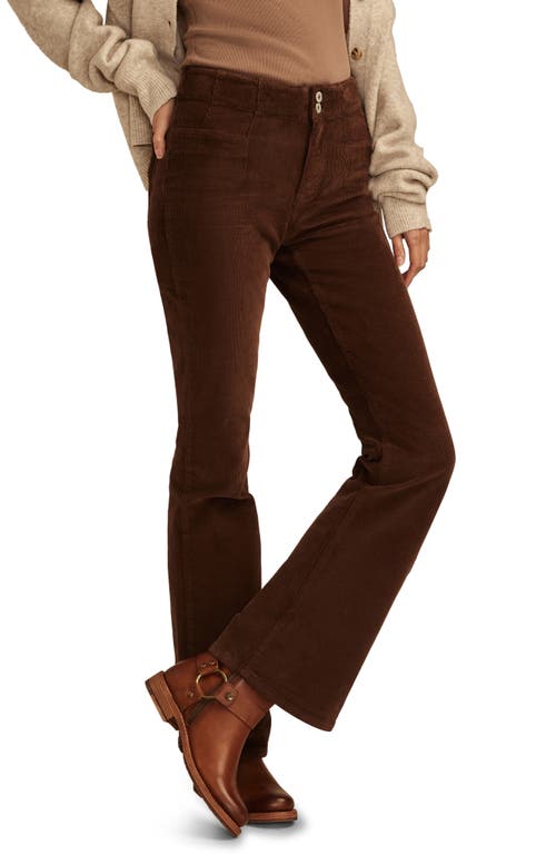 Lucky Brand Stevie Seamed High Waist Corduroy Flare Pants In Brown