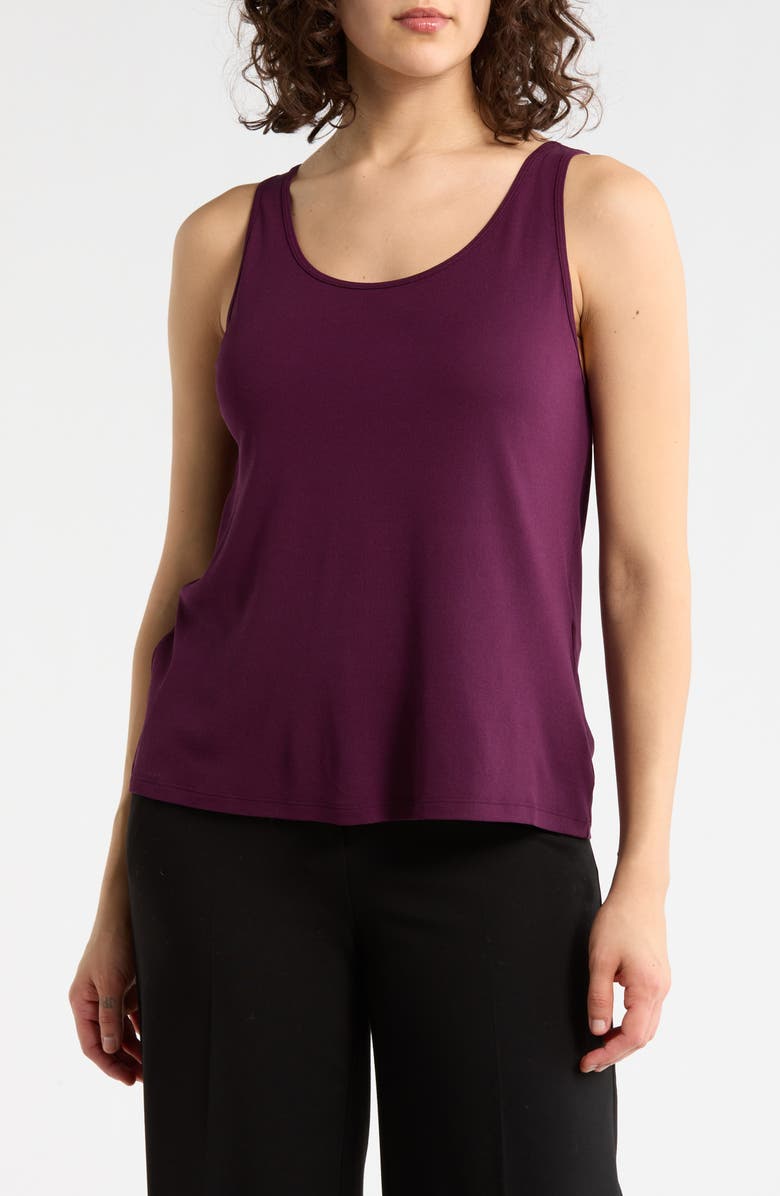 Eileen Fisher Slim Fit Scoop Neck Silk Tank, Main, color, Blackberry