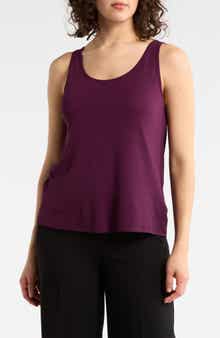 Eileen Fisher Slim Fit Scoop Neck Silk Tank