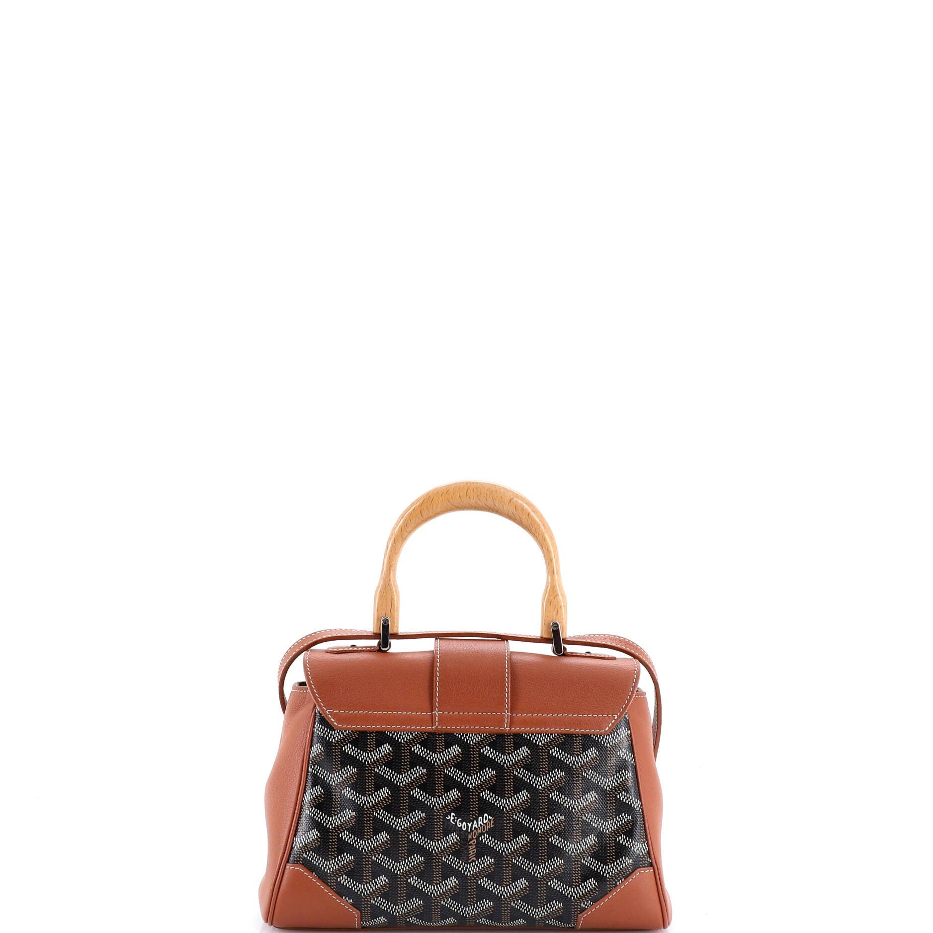 Pre-Owned Goyard Saigon Top Handle Bag Coated Canvas with Leather Mini, Alternate, color, Brown