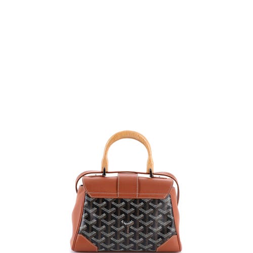 Pre-owned Goyard Goyard Saigon Top Handle Bag Coated Canvas With Leather Mini In Brown