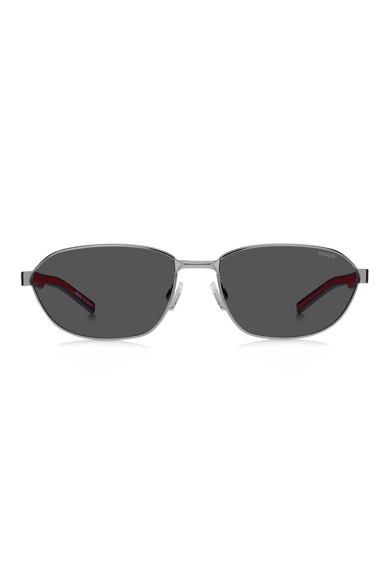 62mm Rectangular Sunglasses, Main, color, RUTHENIUM/ GREY