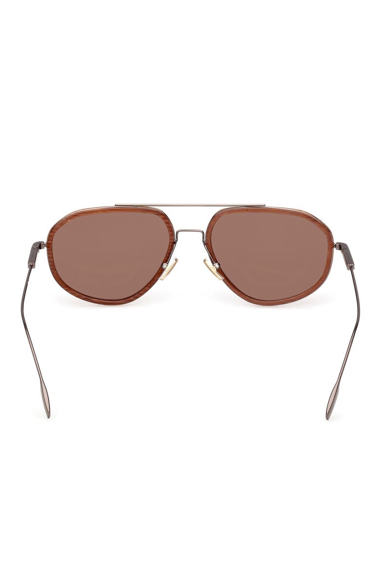 56mm Geometric Sunglasses, Alternate, color, ANILINE AND FOLIAGE / BROWN