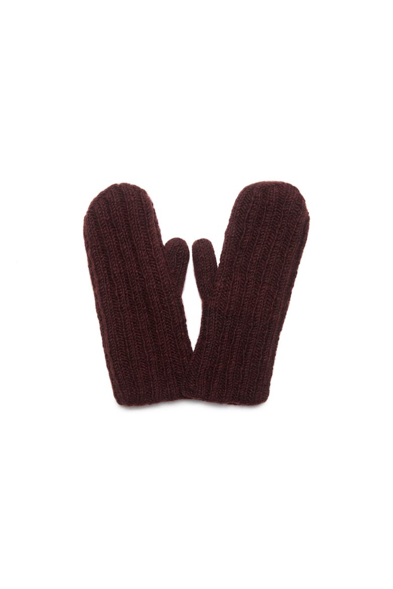 Women's Artisan Hand-Knit Denali Ribbed Mitten, Main, color, Berry