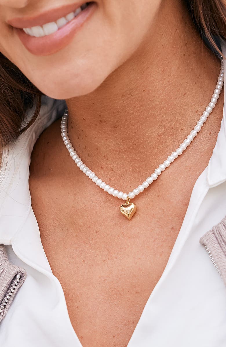 Brook and York Ruby Heart Pendant Necklace, Alternate, color, Gold/ White