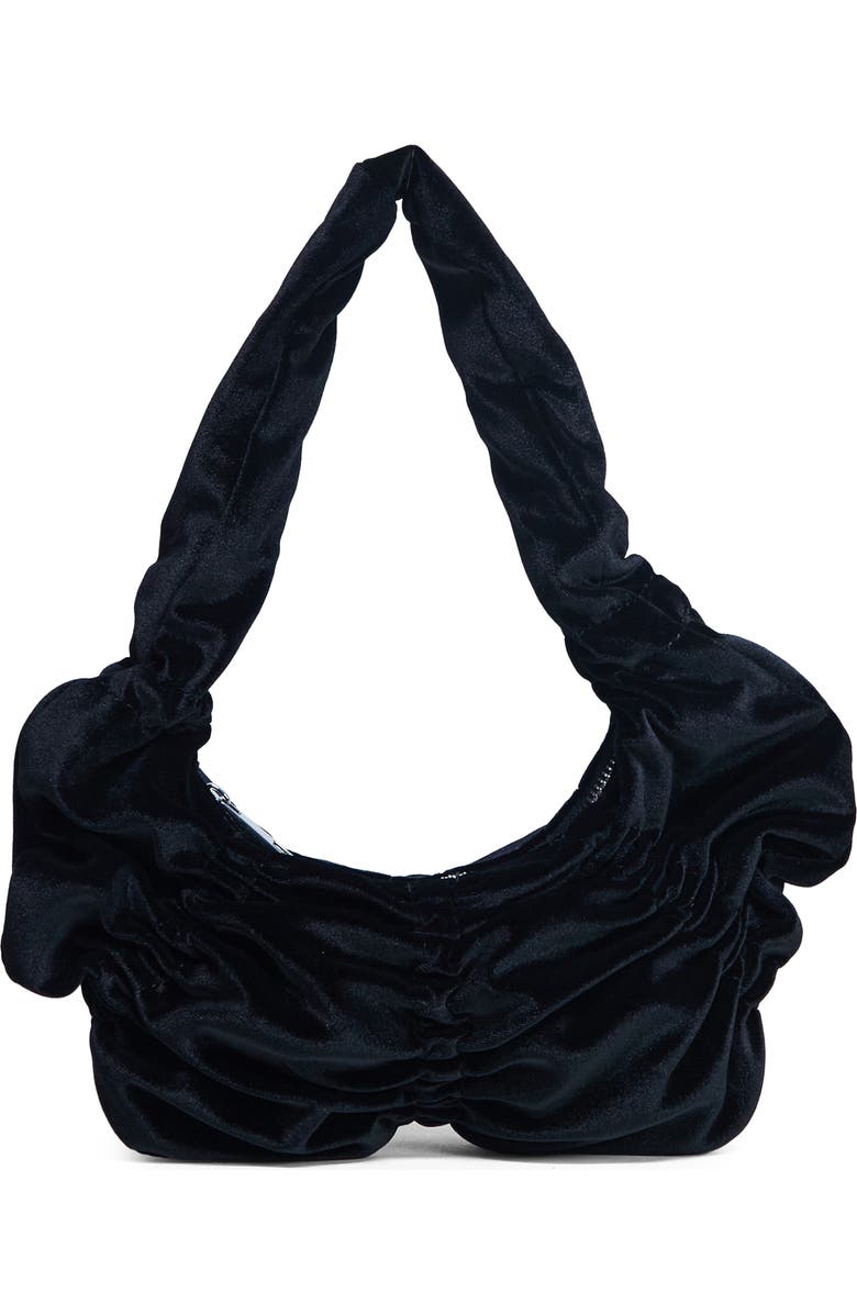 Topshop Ruched Velvet Shoulder Bag, Main, color,