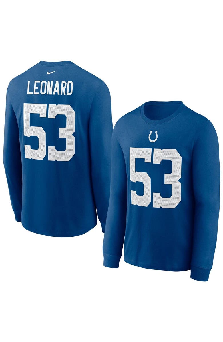Nike Men's Nike Shaquille Leonard Royal Indianapolis Colts Player Name & Number Long Sleeve T-Shirt, Main, color,