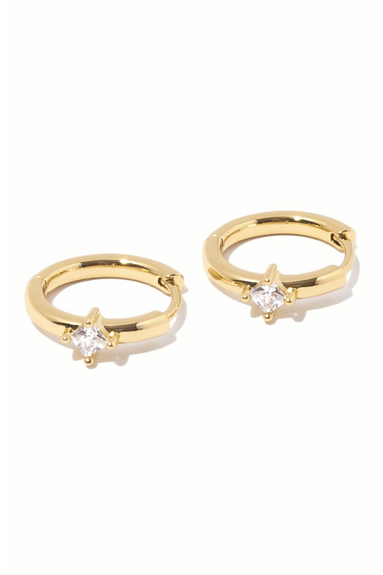Kierza Huggie Hoop Earrings, Main, color, GOLD