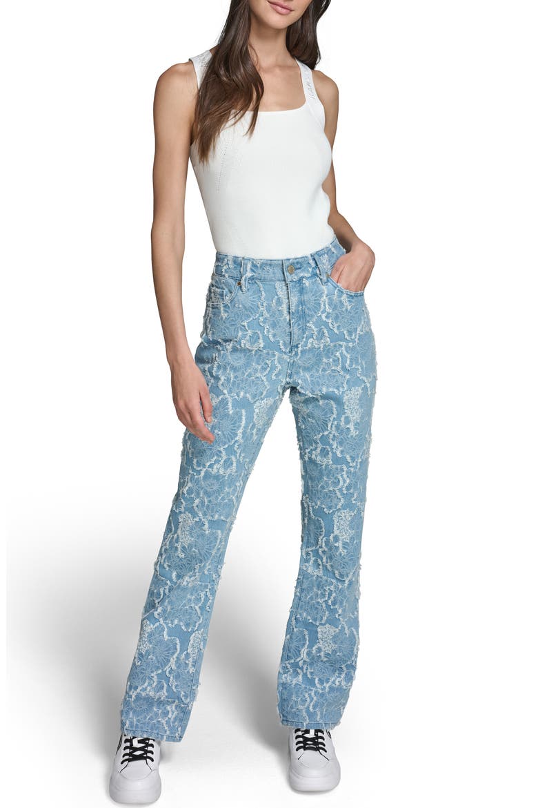 Floral Jacquard Jeans, Alternate, color, SKY BLUE