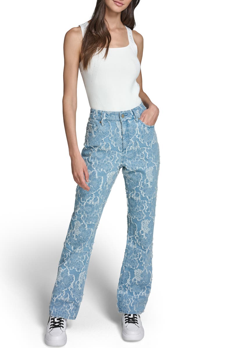KARL LAGERFELD PARIS Floral Jacquard Jeans, Alternate, color, 