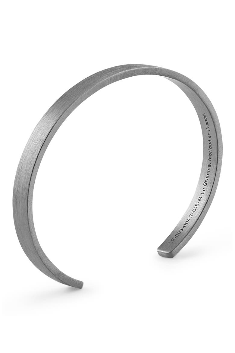Men's 15G Brushed Sterling Silver Ribbon Cuff Bracelet, Alternate, color, BLACK SILVER