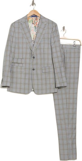 Plaid Khaki Stretch Mélange Suit