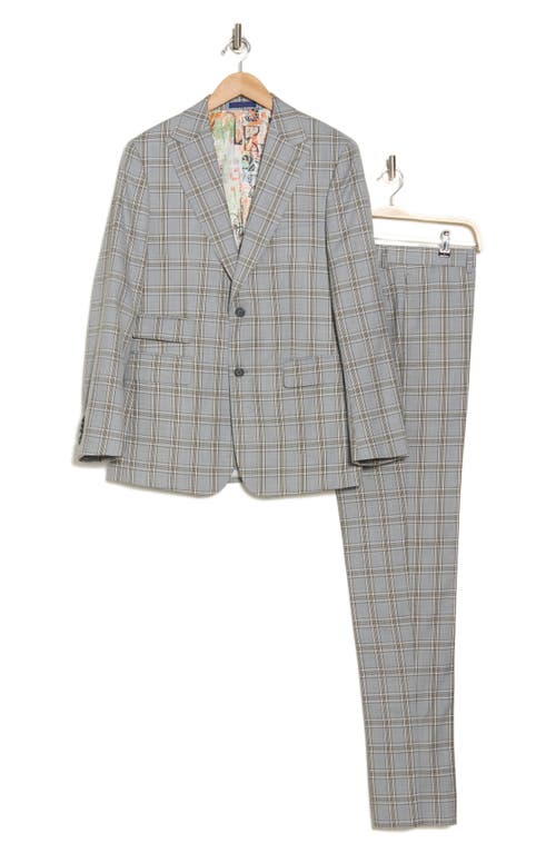 ENGLISH LAUNDRY ENGLISH LAUNDRY PLAID KHAKI STRETCH MÉLANGE SUIT