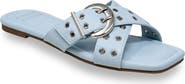 CHASE AND CHLOE Grommet Cross Strap Slide Sandal