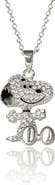 PEANUTS Snoopy Silver Plated 3D Pave Pendent, 18'' Chain