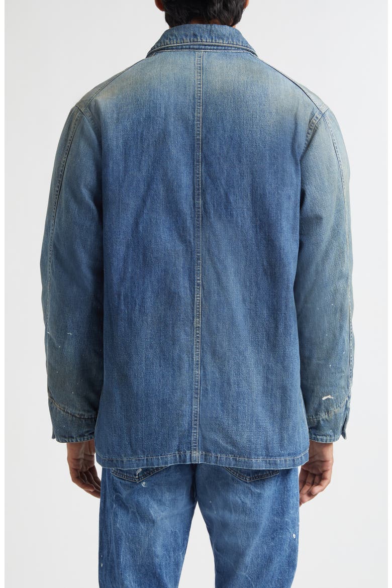Distressed Denim Down Chore Jacket, Alternate, color, INDIGO