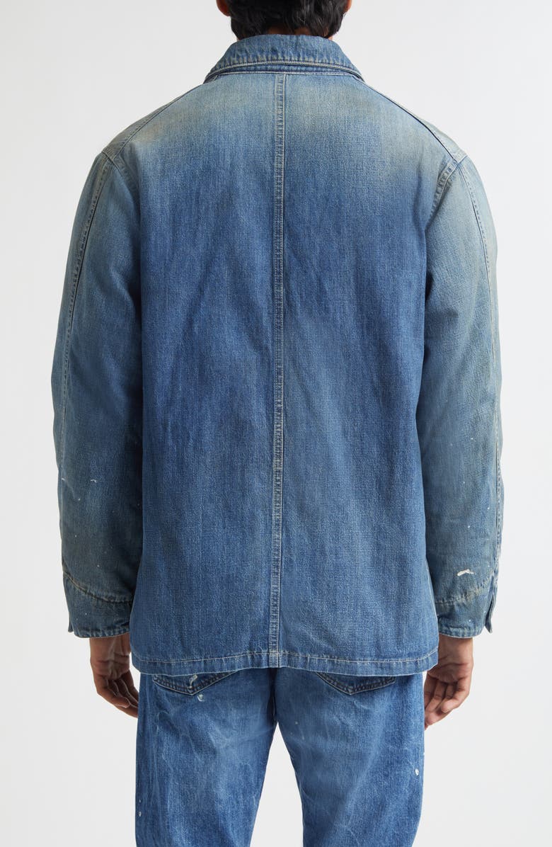 VISVIM Distressed Denim Down Chore Jacket, Alternate, color, Indigo