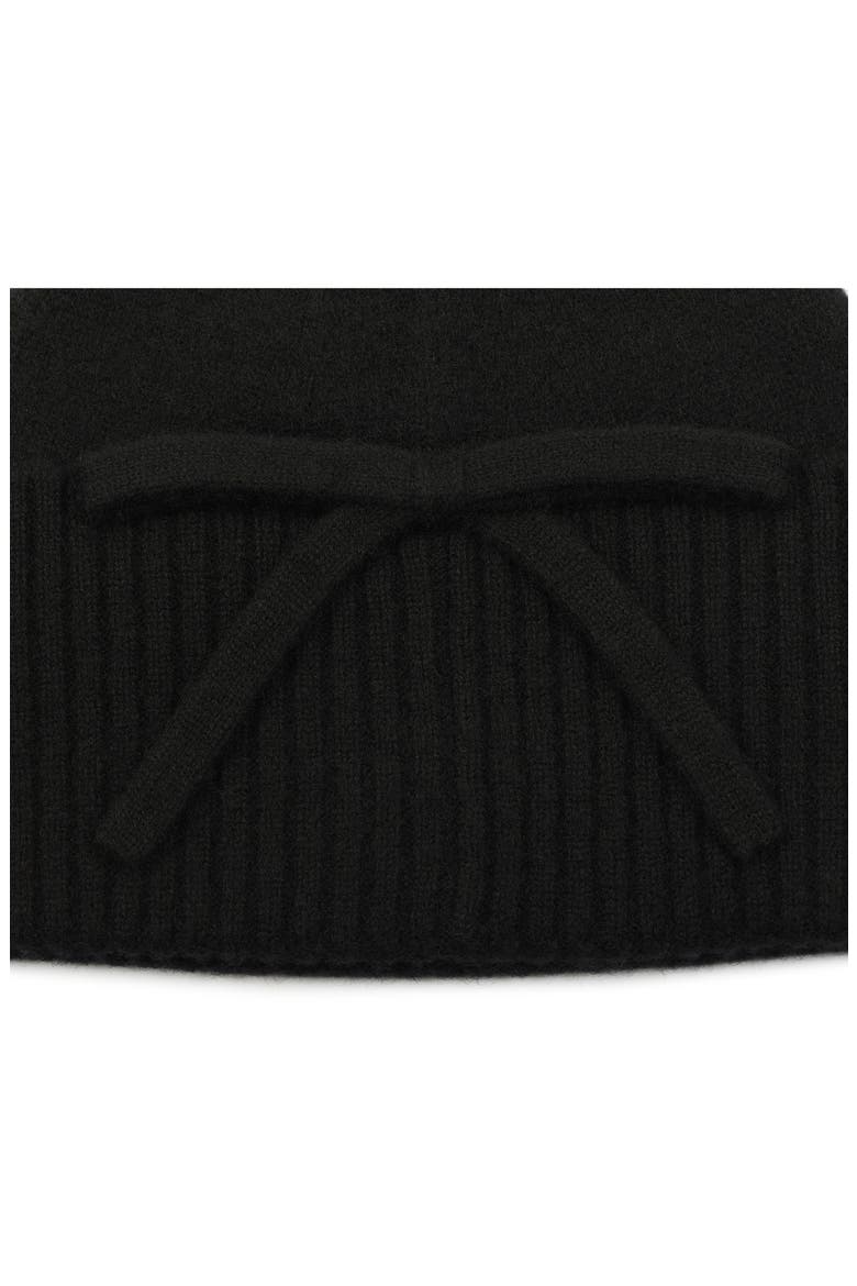bow accent cuffed beanie, Alternate, color, BLACK