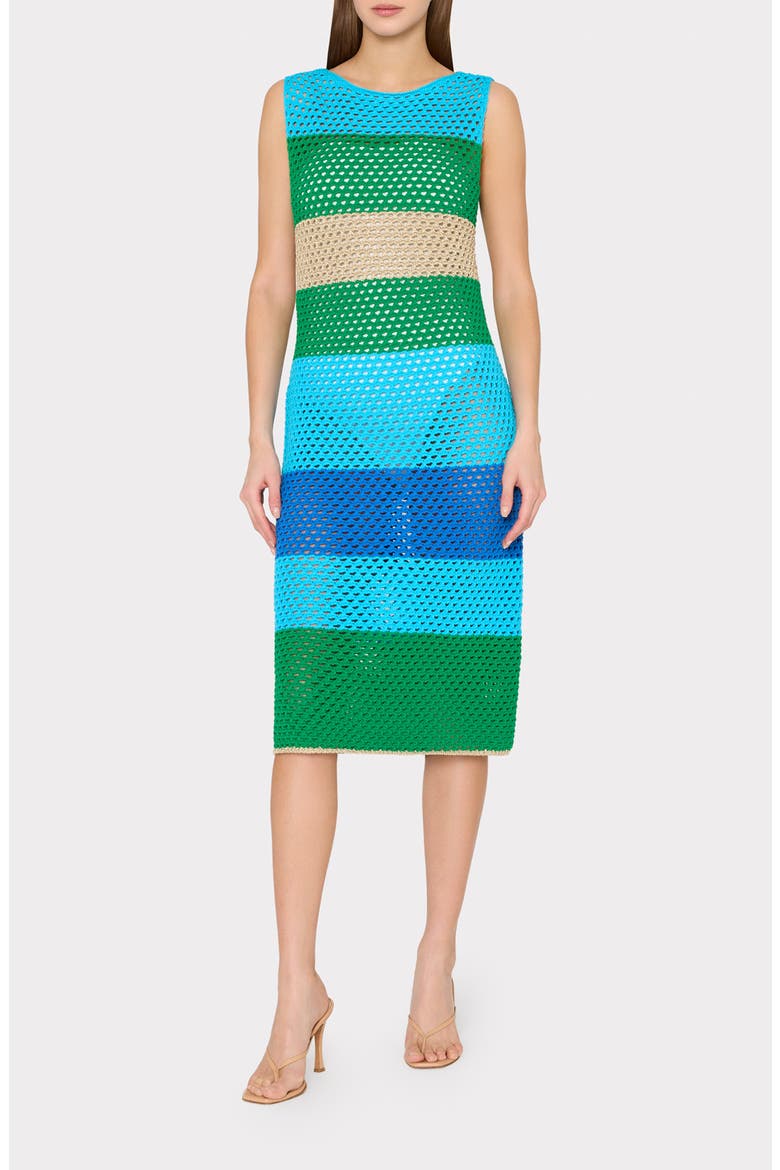 Metallic Semisheer Open Stitch Cover-Up Dress, Main, color, BLUE GREEN MULTI