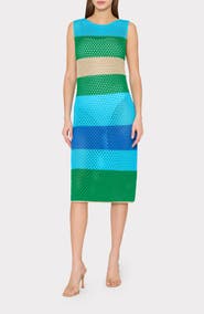 Milly Metallic Semisheer Open Stitch Cover-Up Dress