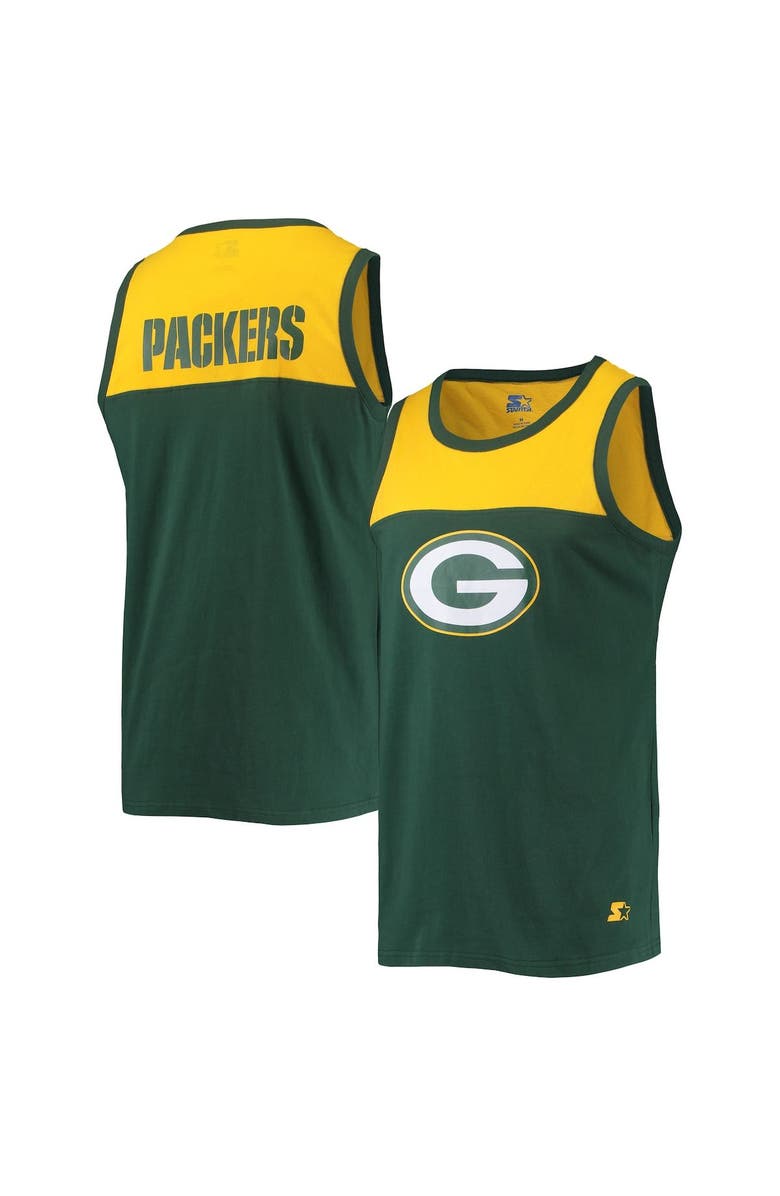 STARTER Men's Starter Green/Gold Green Bay Packers Team Touchdown Fashion Tank Top, Main, color, 