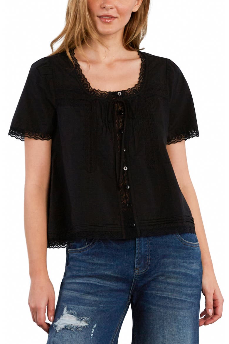 Cottage Lace Top, Main, color, BLACK BEAUTY
