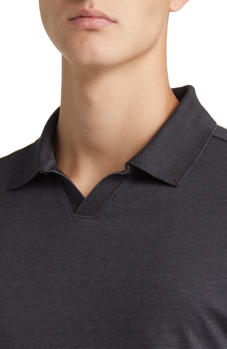 Robert Barakett Adison Long Sleeve Johnny Collar Polo, Alternate, color, Charcoal