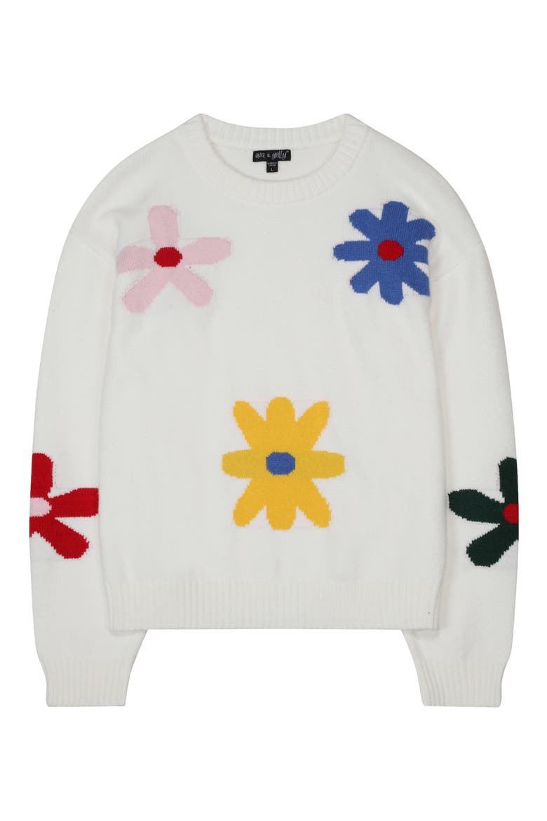 Kids' Colorful Flower Sweater, Main, color, OFF-WHITE