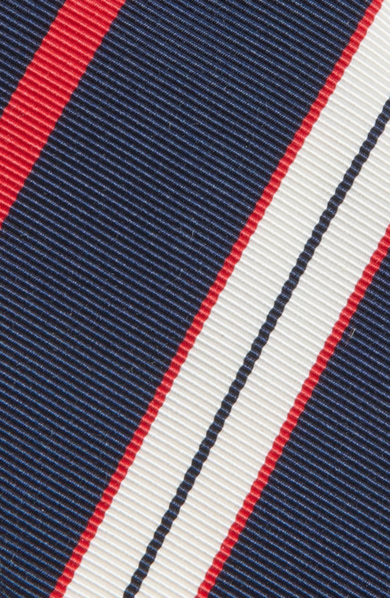Thom Browne Variegated Rep Stripe Silk & Cotton Tie, Alternate, color, Red White Blue White