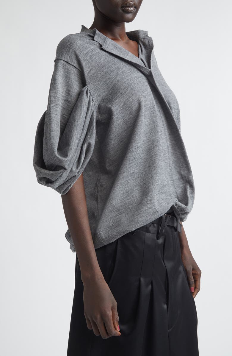 Junya Watanabe Fine Gauge Worsted Wool Jersey Sweater, Alternate, color, Top Gray