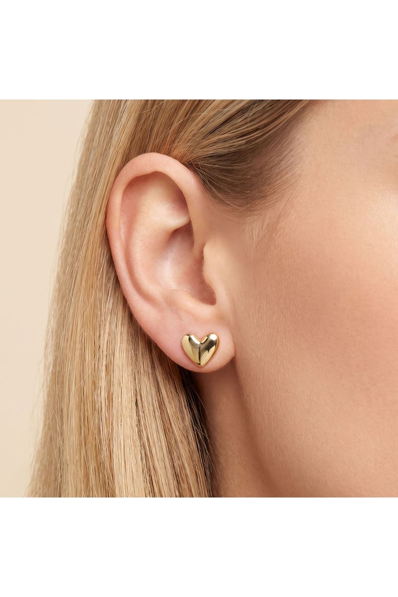 Glowing Heart Stud Earrings, Alternate, color, Gold Plated Sterling Silver