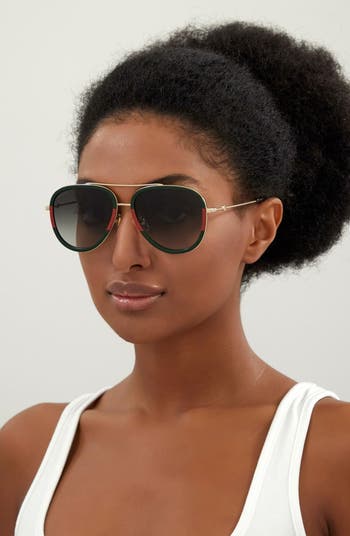 Gucci 57mm aviator sunglasses best sale