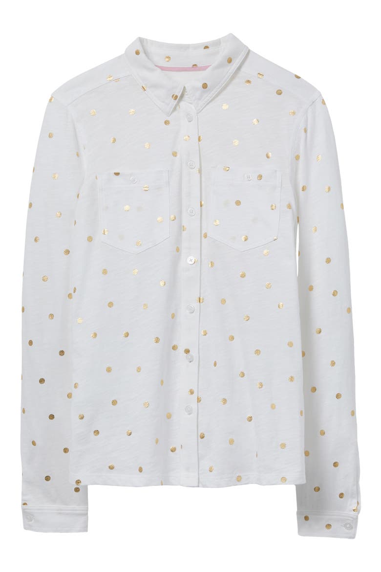 Authentic Metallic Dot Button-Up Shirt, Alternate, color, WHITE POLKA DOT