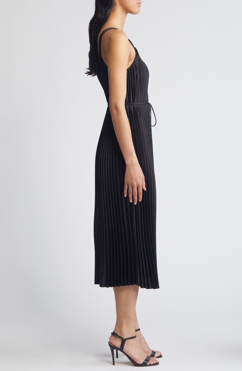 Sam Edelman Plissé Tie Waist Satin Dress, Alternate, color, 