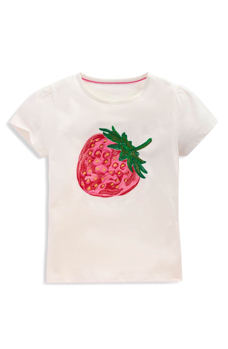 Mini Boden Kids' Superstitch Strawberry T-Shirt, Main, color, Ivory Stawberry