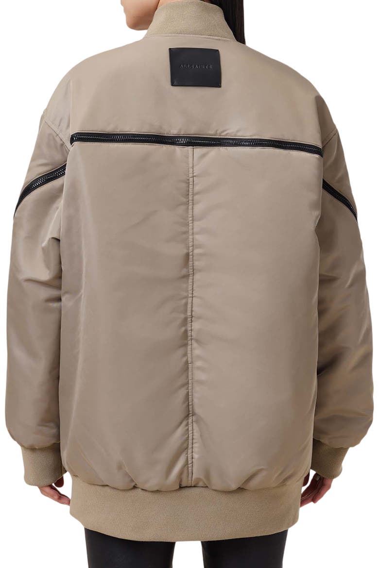 Shazna Oversize Bomber Jacket, Alternate, color, NOUGAT TAUPE
