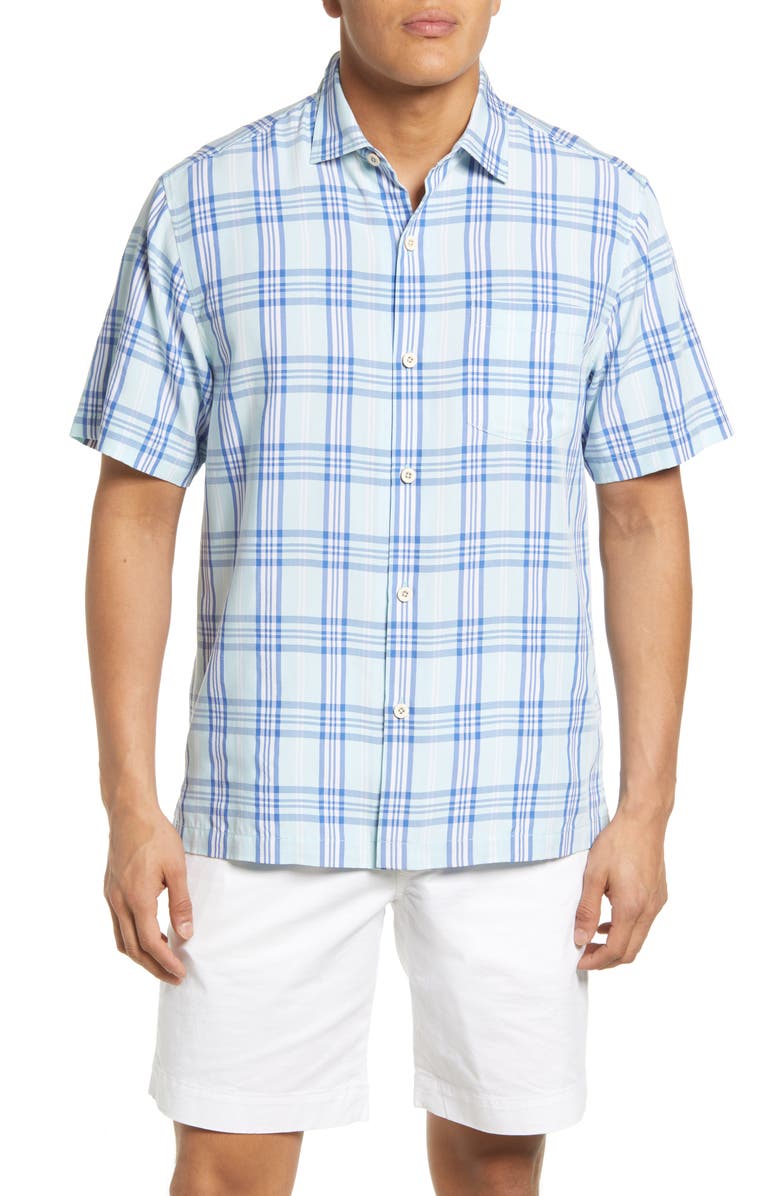 Tommy Bahama Coconut Point Plaid Short Sleeve Button-Up Shirt, Main, color, 