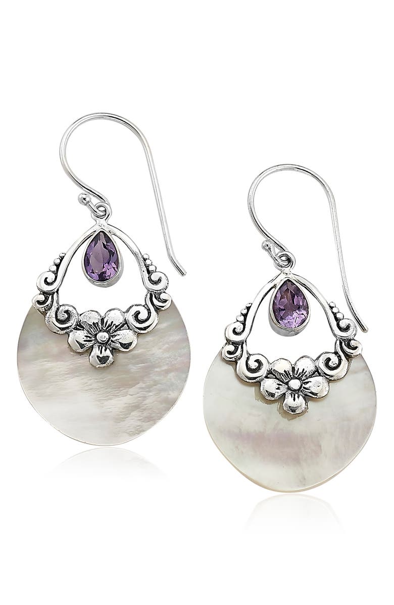 SAMUEL B. Sterling Silver Semiprecious Stone & Shell Teardrop Earrings, Main, color,