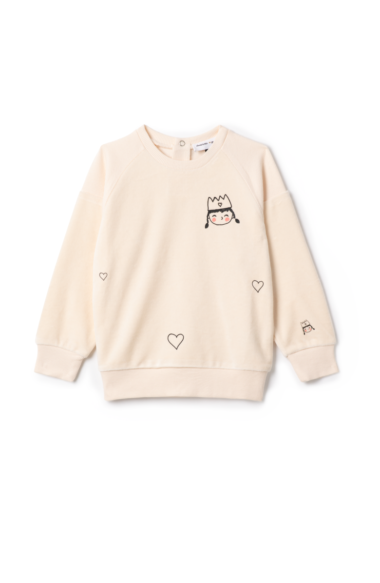 Charlotte & George Princess Print Cotton Velour Sweatshirt, Main, color, Cream