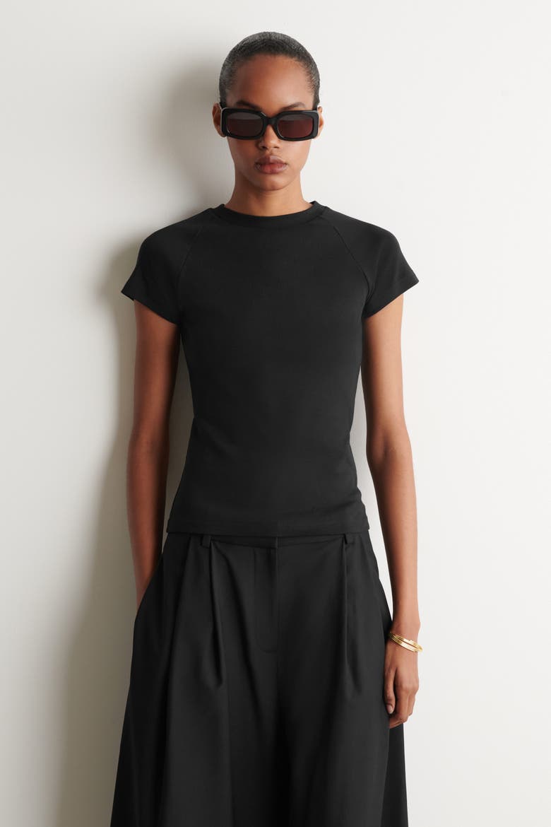 Slim Cotton T-shirt, Main, color, BLACK
