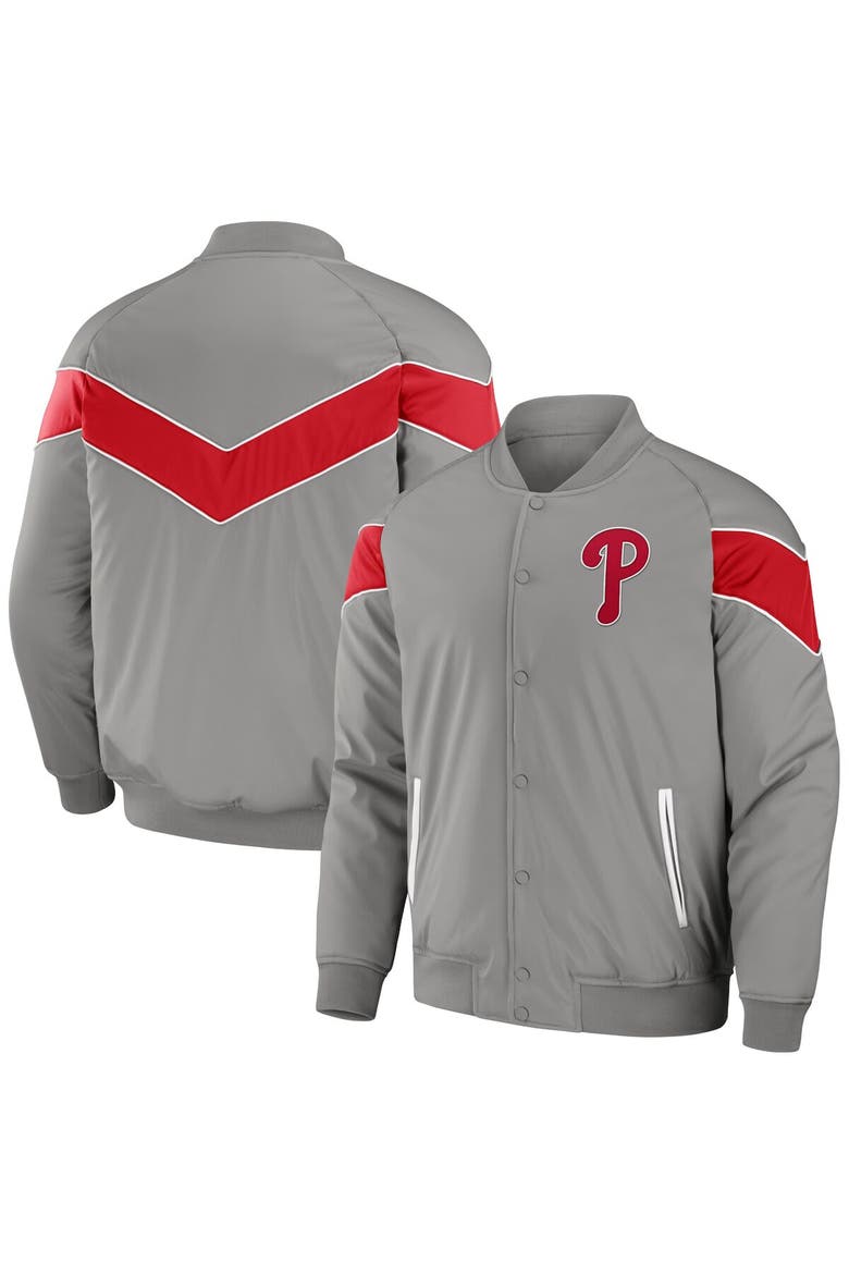 Men's Darius Rucker Collection by Fanatics Gray Philadelphia Phillies Baseball Raglan Full-Snap Jacket, Alternate, color, Gray
