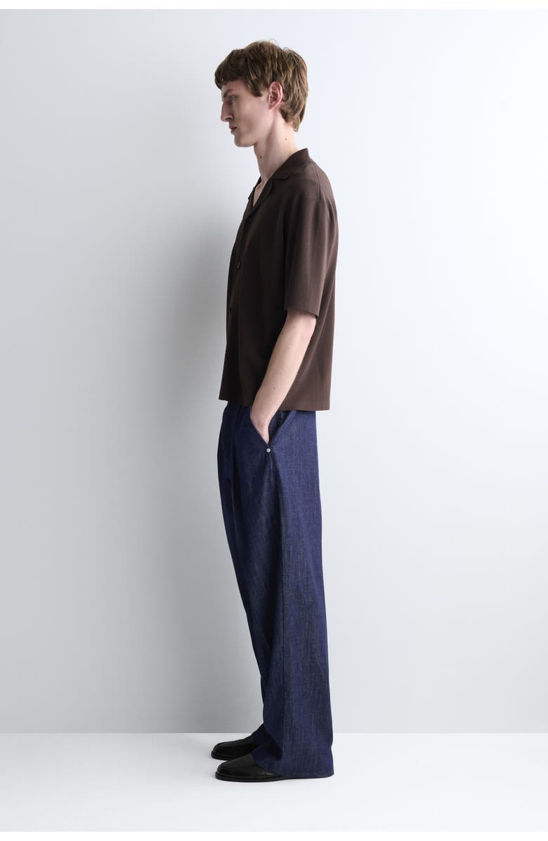 COS Perforated Knitted Short-Sleeved Shirt, Alternate, color, Dark Brown