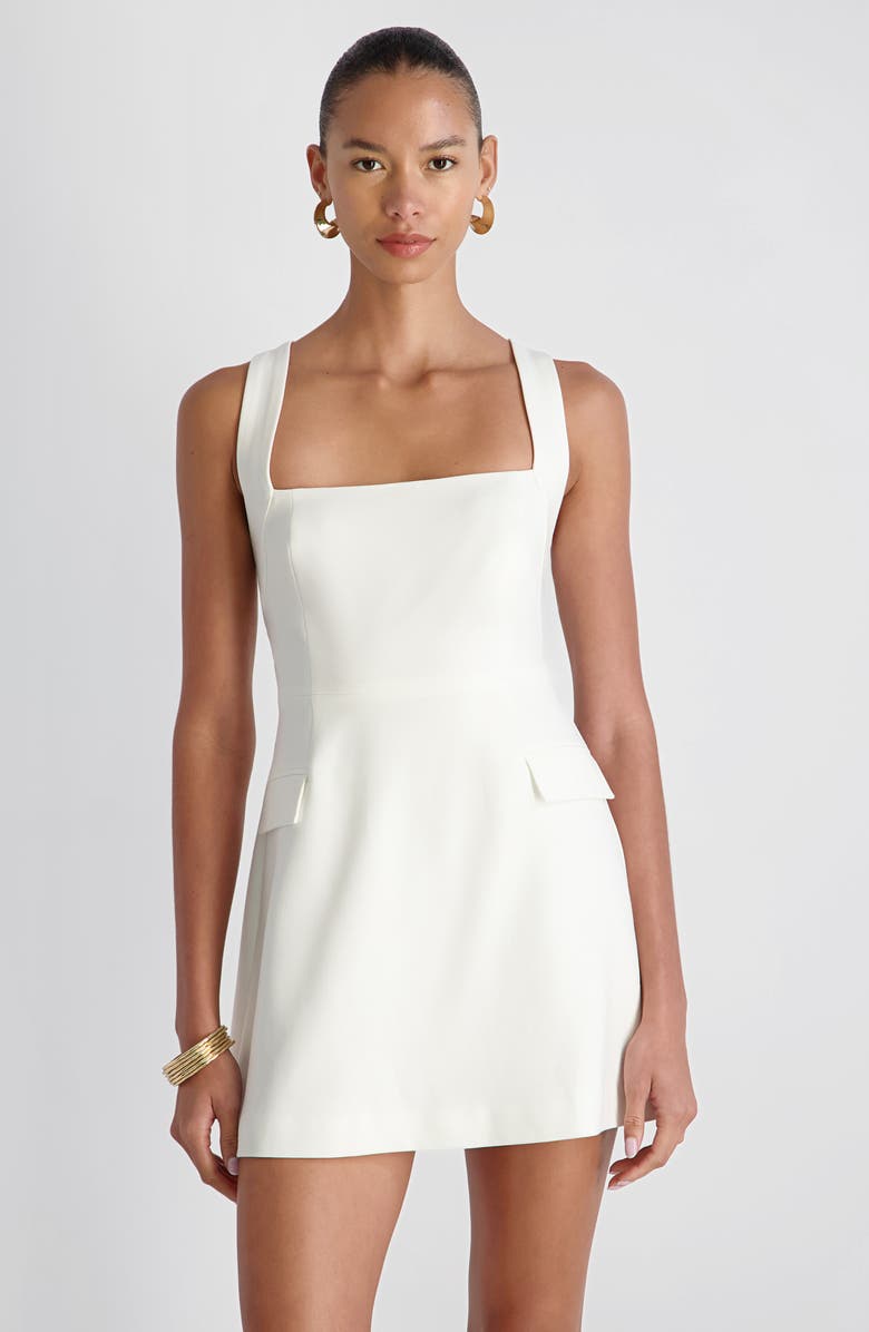 French Connection Whisper Crisscross Strap Minidress, Alternate, color, Summer White