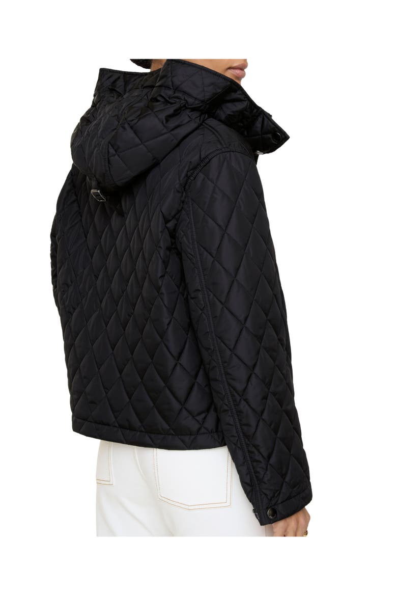 Cropped Quilted Nylon Hooded Jacket, Alternate, color, Black