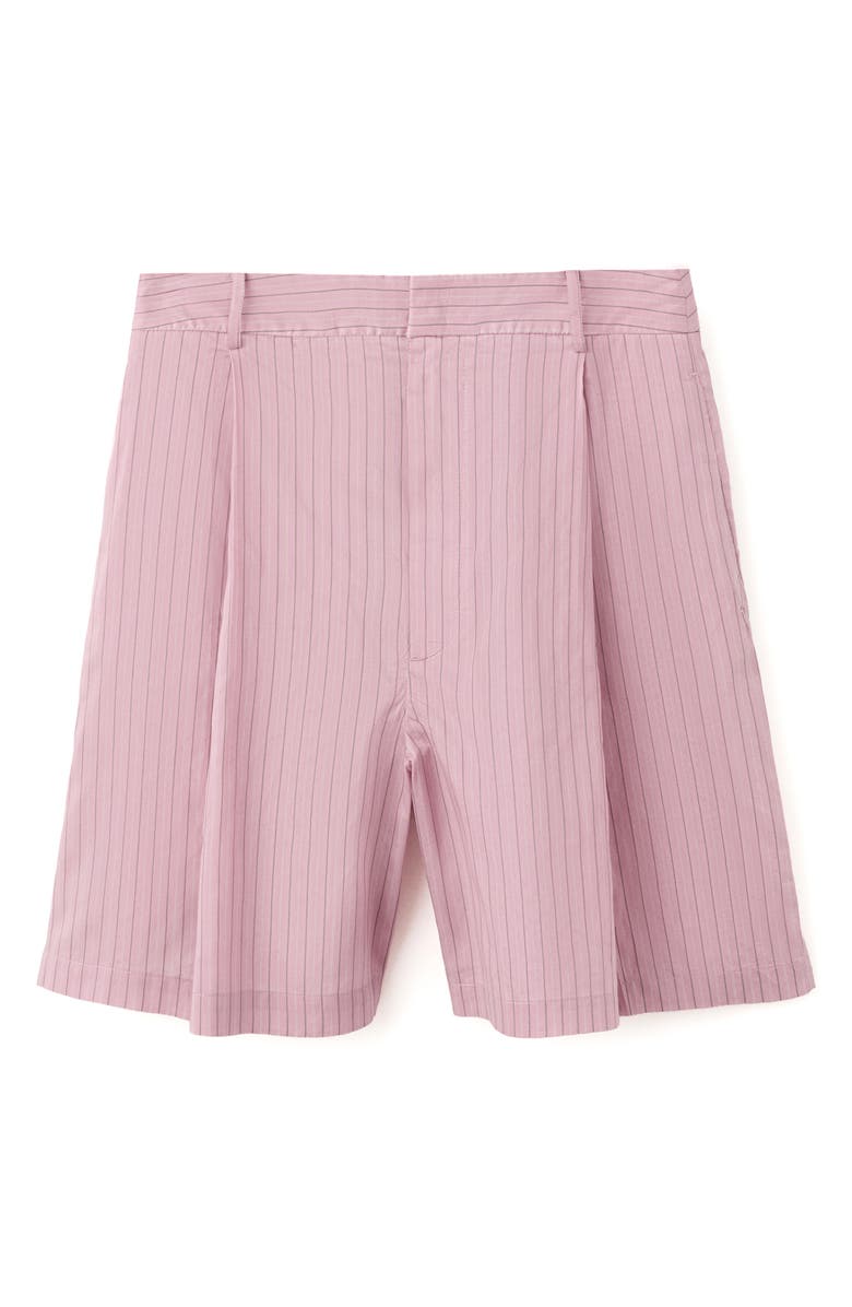 MANGO Pleated Pinstripe Straight Fit Bermuda Shorts, Alternate, color,