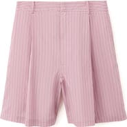 MANGO Pleated Pinstripe Straight Fit Bermuda Shorts