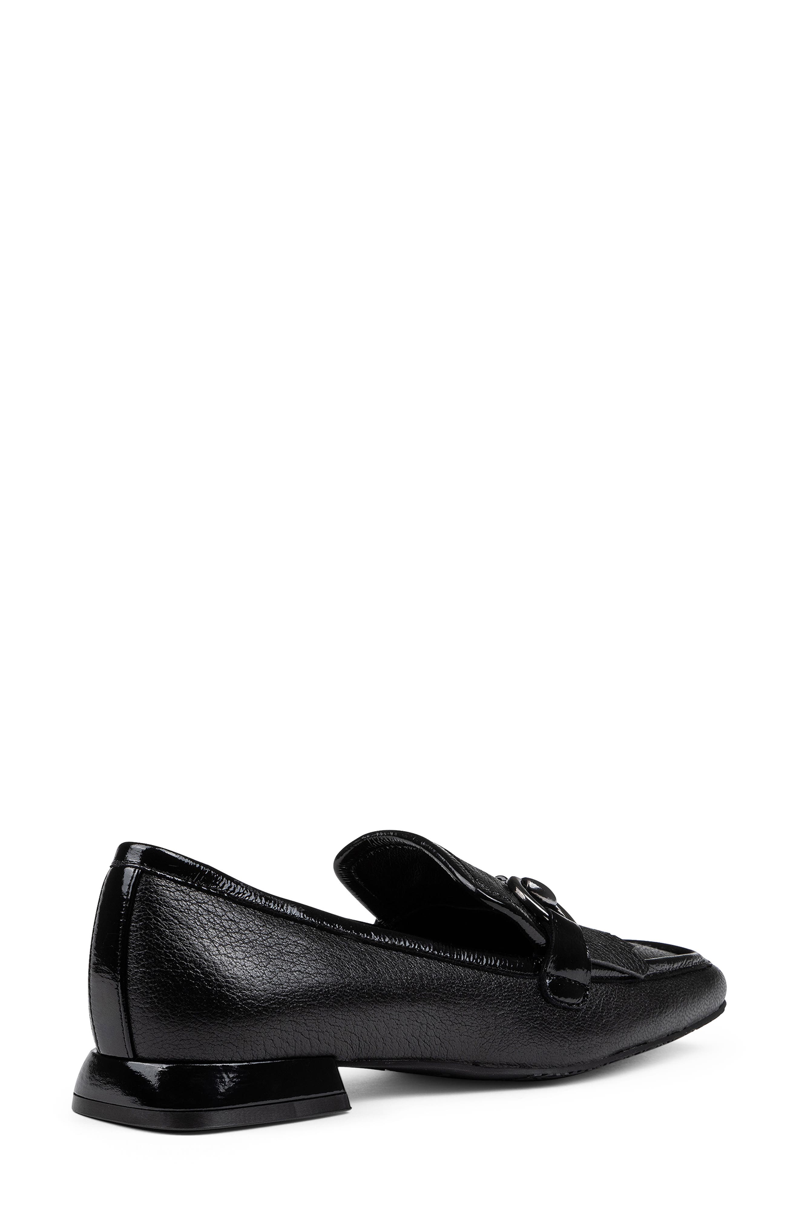 Donald Pliner Kiltie Fringe Square Moc Toe Loafer, Alternate, color, Black