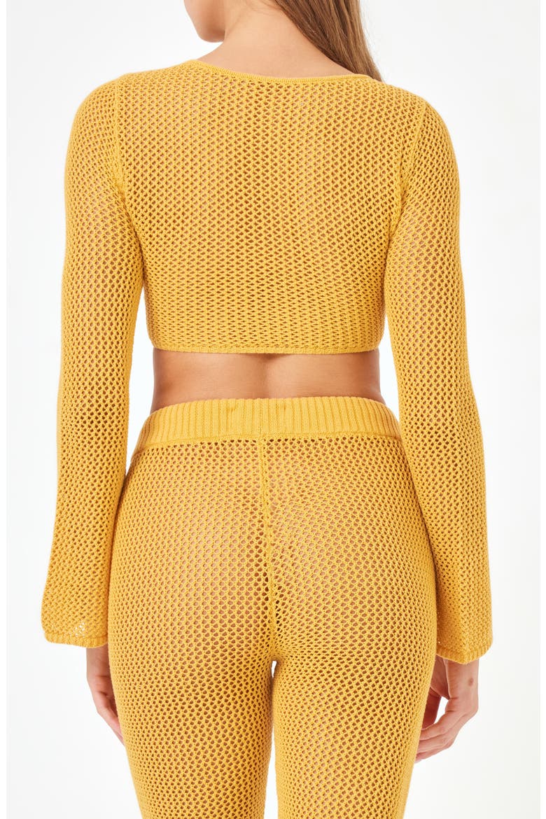 Los Cabos Open Stitch Cover-Up Crop Top, Alternate, color, SUNSHINE