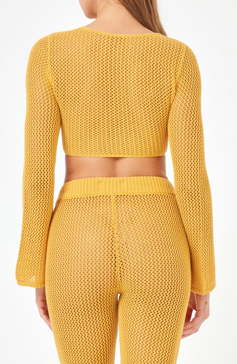 LSPACE Los Cabos Open Stitch Cover-Up Crop Top, Alternate, color, Sunshine